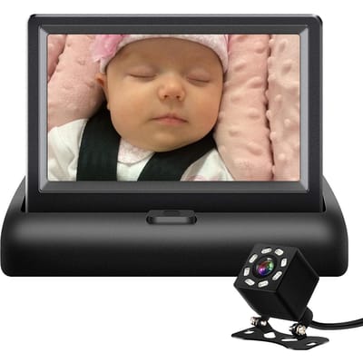 Auto Baby Camera 4.3   Auto Monitor met Infrarood Nachtzicht Plug and Play Bekijk Baby Achterin zwart
