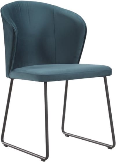 Soof&Tess - Set van 6 - Amalfi Eetkamerstoel - Blauw- Fluweel - Velvet - Industrieel - Met armleuning - Easy Clean Stoffen - Hoge Kwaliteit