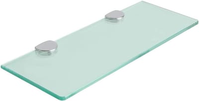 Glazen wandplank voor badkamer, praktische doucheplank van 38 cm met stevige houders en modern design