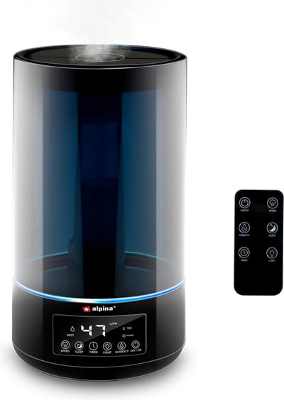 alpina Luchtbevochtiger 4.3L - Humidifier - Aroma Diffuser met Timer - Afstandsbediening - Zwart
