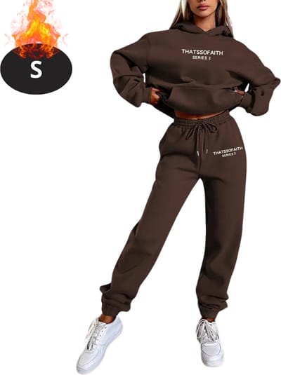 Nivard Joggingpak - Huispak - Volwassenen - Trainingspak - Comfortabel - Joggingsbroek - Tracksuit - Dames - Koffie - S