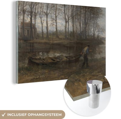 ® Glasschilderij 180x120 cm - Schilderij acrylglas - De zandschipper - Schilderij van Jozef Israëls - Foto op glas - Muurdecoratie woonkamer - Wanddecoratie slaapkamer - Schilderijen