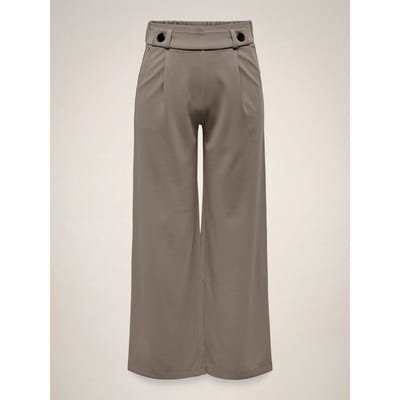 Jacqueline de Yong taupe dames broek   Wide leg fit   Steekzakken   Elastische boord   Regular waist Taupe L/34