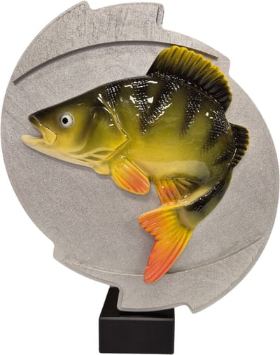 Luxe XL Baars Trofee 3D Reliëf 32 cm Natural Color Perch Visbeeld Grote Trofee Baarstrofee Wedstrijd