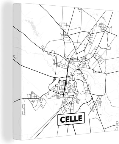 Canvas Schilderij Plattegrond - Celle - Kaart - Stadskaart - 20x20 cm - Wanddecoratie