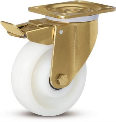 Nylon zwaarlast zwenkwiel geremd met topplaat - 125mm - 550kg