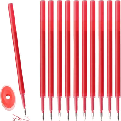 Set van 10 Vervangingen voor Uitwisbare Gelpennen, Rood, 0.5mm Schrijfdikte, Perfect voor School en Kantoor, Makkelijk te Wissen