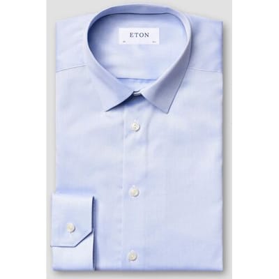 Eton Overhemd Uni Cotton Signature Twill Pointed Collar Licht Blauw / male