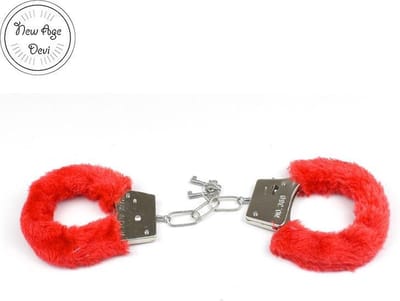 Metalen handboeien - Pluche - Rood - Handboeien - Erotiek - imitatiebont - Incl. 2 sleuteltjes