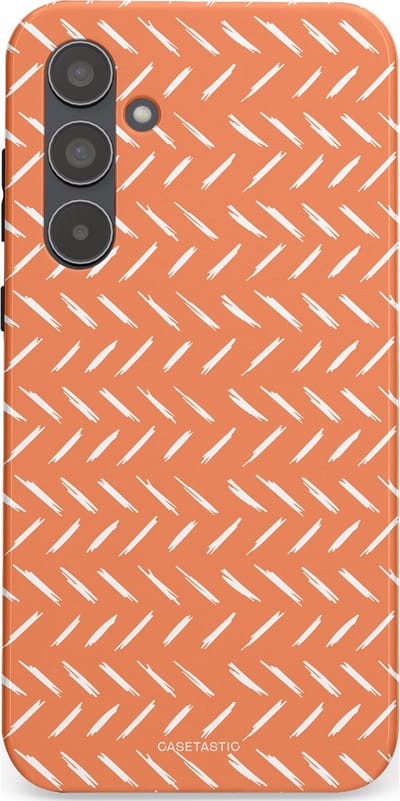 Casetastic hoesje geschikt voor Samsung Galaxy A55 - Dubbellaagse bescherming - Oranje Witte Nederland Cross Patroon - Fashion Case - Terracotta Zand