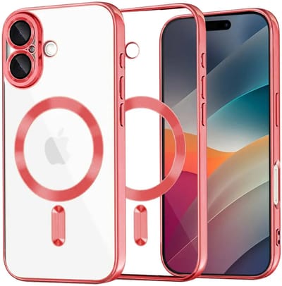 Hoesje geschikt voor Apple iPhone 17 - Techsuit Luxury Crystal Back Cover - Geschikt voor MagSafe - Transparant/Rood