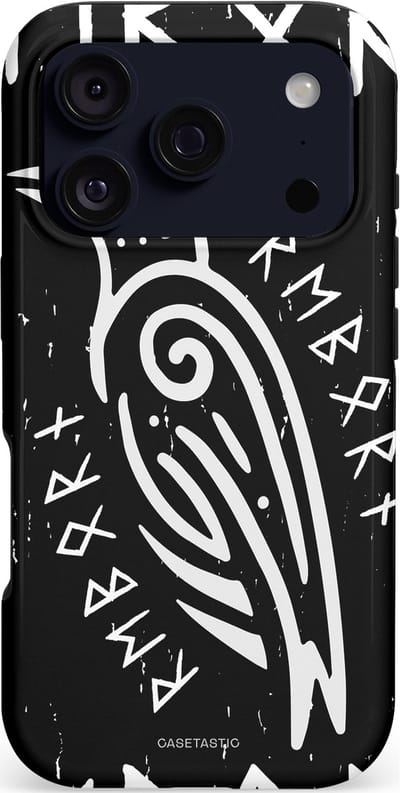 Casetastic hoesje geschikt voor Apple iPhone 17 Pro - MagSafe - Dubbellaagse bescherming - Runische Symboliek - Fashion Case - Zwart Grijs Wit