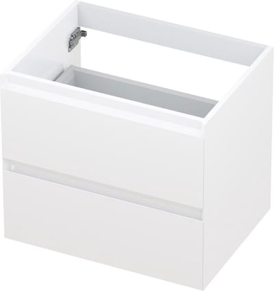 INK® wastafelonderkast 2 laden greeploos gelakt 60x45x52cm, hoogglans wit