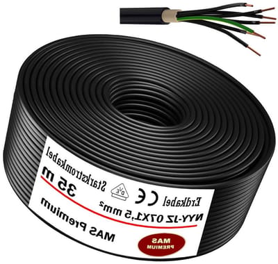 NYY-JZ Aardkabel - Krachtstroomkabel Elektrische kabel - Installatie Buiten - VDE-norm Vochtbestendig - 35 meter 7x15 mm² - Zwart