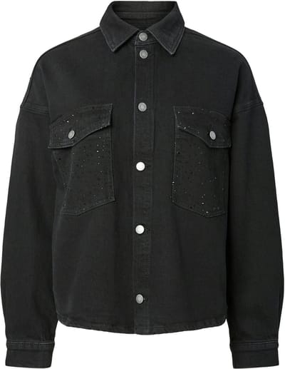 PIECES - PCGABI LS RHINESTONE DENIM SHIRT BC - Meisjes - Blouses