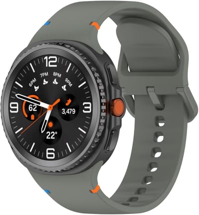 Siliconen bandje - geschikt voor Samsung Galaxy Watch 8 (40mm) / Galaxy Watch 8 (44mm) / Galaxy Watch 8 Classic - stiksels met gespsluiting - Maat S/M - army