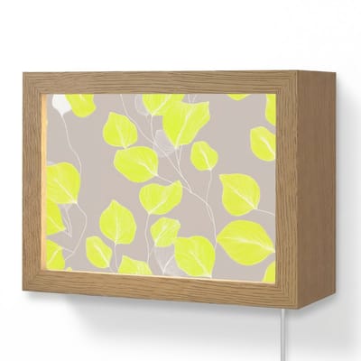 Wandlamp 20x15 cm - Oplaadbaar - Bladeren - Neon - Geel - Lijnen - Wandlampen binnen woonkamer - Slaapkamer lamp met kabel - Decoratieve nachtlamp - Vloerlamp snoer
