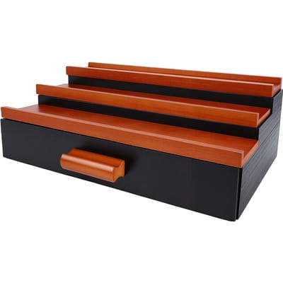 3-Laags Parfum Display Organizer met Lade Verborgen Compartiment Puur Grenenhout Cologne Stand Zwart Walnoot brown