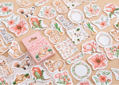 Katten & Planten Stickers 46 stickers – Bullet Journal, Planner & Scrapbook Stickers – Sinterklaas & Kerstcadeau – Schoencadeau – Cadeaus onder €5