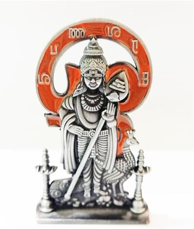 Murugan standbeeld - Hindoe idool - Auto dashboard decoratie - Om Saravana Bhava Vel - 9 CM - Zwart