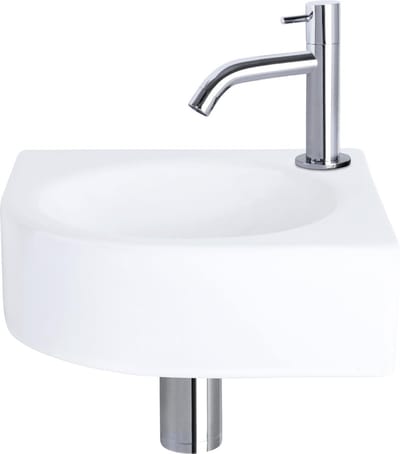 Differnz Cleo Fonteinset - Keramiek - Kraan gebogen chroom - 30 x 30 x 10 cm