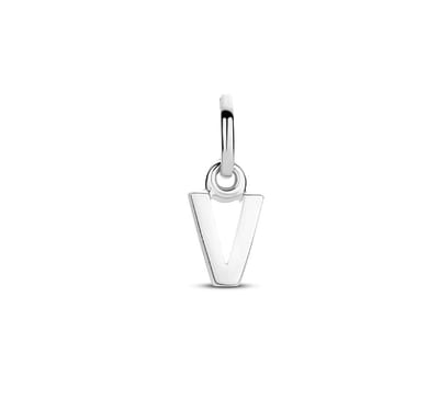 Zilver Gerhodineerde Hanger letter V 1333762