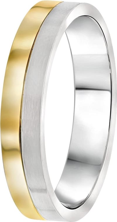 Lucardi Heren Vriendschapsring Parijs - Ring - Vaderdag Cadeautje - Staal - Zilver- en Goudkleurig
