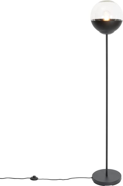 QAZQA eclipse - Retro Vloerlamp | Staande Lamp - 1 lichts - H 143 cm - Zwart - Woonkamer | Slaapkamer | Keuken