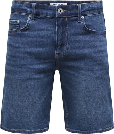 Only & Sons blauwe heren broek   Stonewash wassing   Regular fit   5-Pocket zakken   Knoop- en ritssluiting   Duurzaam   Regular waist Blauw S