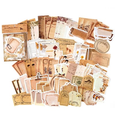 Lot de 100 feuilles de papier décoratif vintage pour notes, accessoires de scrapbooking, DIY