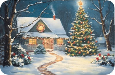WC mat 60x40 cm - Antislip - Kerst - Kerstboom - Winter - Huis - Sneeuw - Toiletmat - Vloermat - Douchemat - Toilet tapijt - Toiletmatten