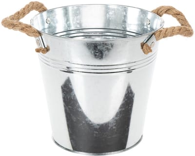 Decoratieve metalen emmerbloempot met touwgrepen Ø20cm