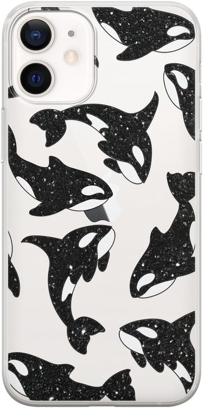Hoesje geschikt voor iPhone 12 Mini - Orka - Soft Case - TPU - Print - Transparant - Mooie Telefoonhoesjes