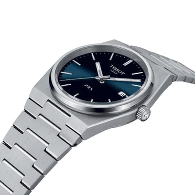 PRX T137.410.33.021.00 Montre homme élégante et stylée en acier inoxydable à quartz avec cadran rond doré affichage de la date. homme T137.410.11.041.00 bleu