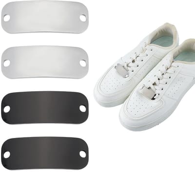 Dailygoods- Schoenveter Charm Set - 4 Stuks Roestvrij Staal - Connectorbedels - Gebogen Rechthoek - Gepersonaliseerde Decoratie - Eenvoudige Installatie - Schoengespen