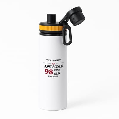 Hacebo® - This is what an awesome 98 year old looks like waterfles met draaidop oranje - iemand die 98 jaar is geworden - de jarige - verjaardagscadeau - kado - geschenk - gift - leuke verjaardagscadeau - felicitatie - water fles - 850ML