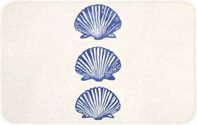Badmat 80x50 cm - Antislip - Schelpen - Blauw - Patroon - Badmatten voor badkamer - Badkamermat - Douchemat - Badkamer mat