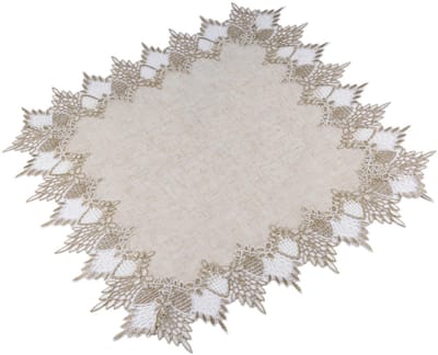 Dailygoods- Tafelhoes Elegante Kanten Rand - Vierkante Tafelhoes 50 cm x 50 cm - Tafelkleed - Tafelkussen - Decoratief Tafelkleed - Kwaliteitslinnen