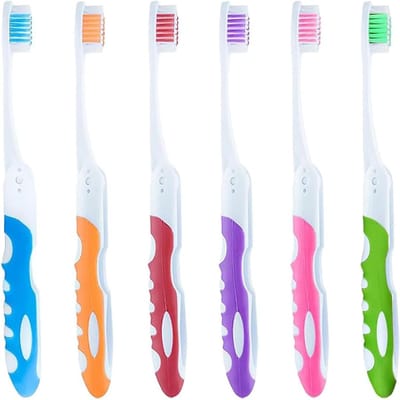 6-delige Opvouwbare Reis Tandenborstel Set, Draagbare Zachte Borstel voor Kinderen en Volwassenen, Perfect voor Kamperen en Outdoor Activiteiten