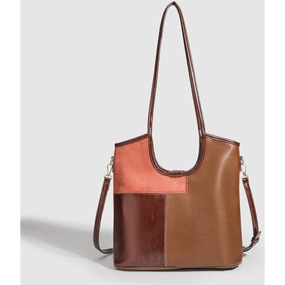 Vintage Niche Tas met Hoog Uiterlijk Niveau Mat Patchwork Franse Forenzentas met Schouder Draagtas Dames brown