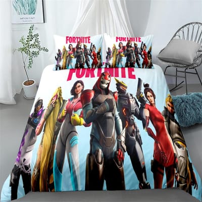 Fortnite Beddengoed Set Dekbedovertrek Kussensloop Spel Cartoon Decoratie Sprei Slaapkamer Dekbedovertrek Beddengoed Pakket Kinderen Kerstcadeau 150*200cm 3pcs