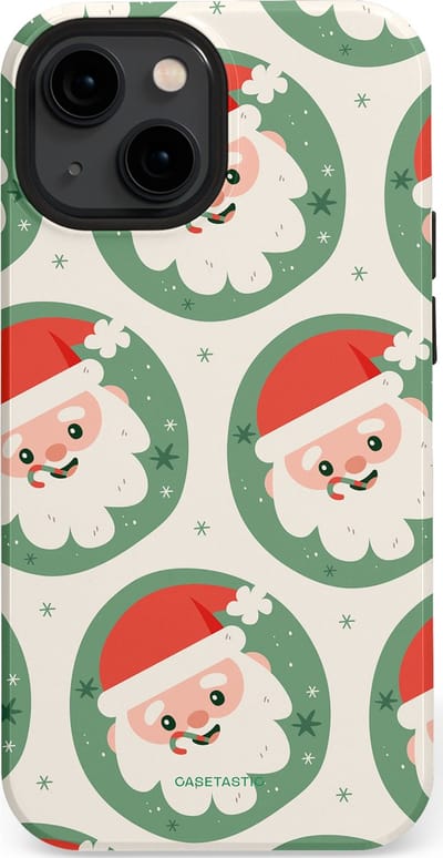 Casetastic hoesje geschikt voor Apple iPhone 13 mini - MagSafe - Dubbellaagse bescherming - Zuurstok Groen Witte Kerstman - Fashion Case - Wit Saliegroen Crème Terracotta