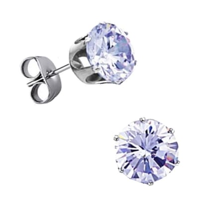 Fako Bijoux® - Oorbellen - Steker - Stainless Steel - Zirkoon - 6mm - Lichtblauw