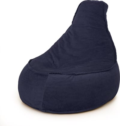 Drop & Sit - zitzak/stoel - trendy rib (corduroy) - donker blauw - Noa JR - 100 Liter