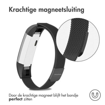 imoshion Milanees magnetisch bandje voor de Fitbit Alta (HR) - Maat M - Zwart