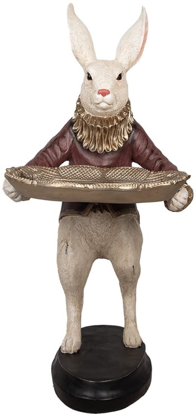Clayre & Eef Decoratie Beeld Konijn 50x63x107 cm Beige Rood Kunststof
