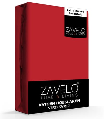 Zavelo Hoeslaken Katoen Strijkvrij Rood-1-persoons (90x220 cm)