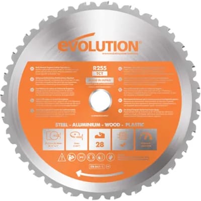 Evolution Tct-zaagblad - 255mm - 28 Tanden - Diam. 25,4mm