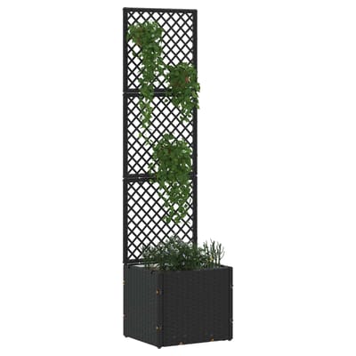 vidaXL - Tuinhek - plantenbak - Zwart - 35 - x - 30 - x - 135 - cm - Metaal