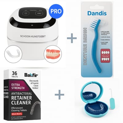 5-in-1 Professionele Aligner & Retainer Schoonmaakset – Ultrasone Reiniger, Luxe Case met Remover, Reinigingstabletten & Borstel – Voor Invisalign & Nachtbeugels